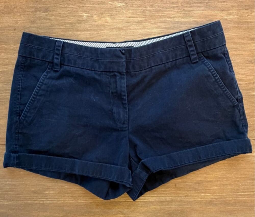 J.Crew Chino Shorts Women's Size 6 Navy Blue Cotton Flat Front Casual Preppy
